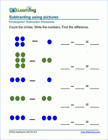 printable addition subtraction worksheets kindergarten