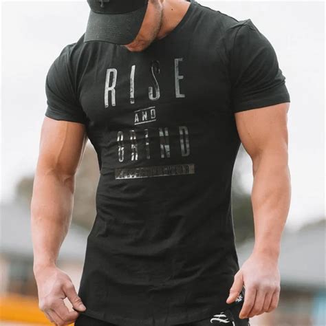 rise and grind men s gym fitness t shirt men s fitness apparel men s