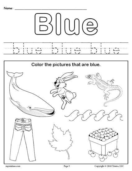 printable color blue worksheet color blue worksheets