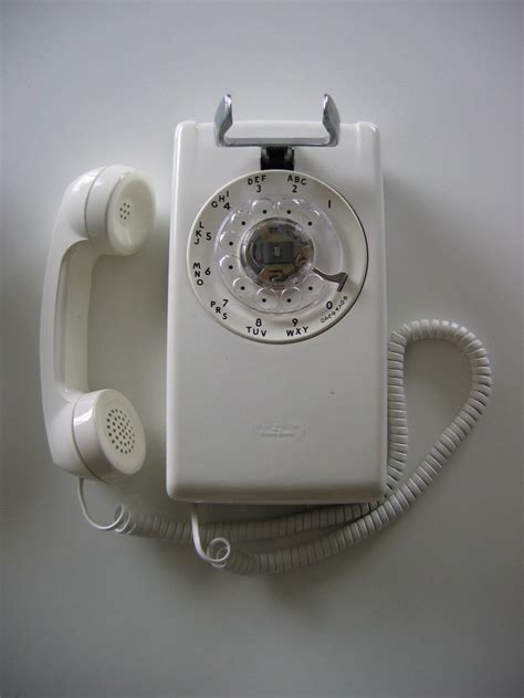 vintage white rotary wall phone clean mid century modern