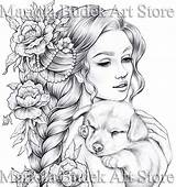 Mariola Budek Goldi Mandalas Adultos Fairy Traceable Grayscale sketch template