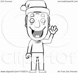 Wearing Hat Santa Cartoon Waving Grandpa Happy Christmas Coloring Clipart Thoman Cory Outlined Vector Regarding Notes sketch template