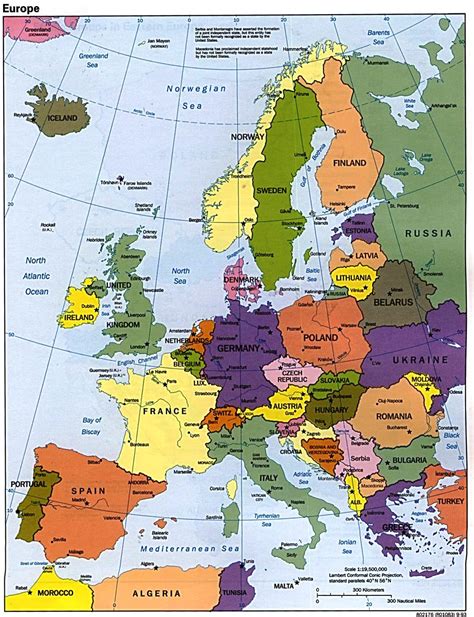 politische landkarte von europa  englisch weltatlas