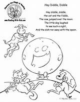 Nursery Diddle Coloring Rhymes Hey Rhyme Pages Go Dog Printable Preschool Kids Reading Cow Color Moon Over Activities Jumped Crafts sketch template