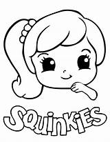 Coloring Pages Cute Girls Girl Printable Face Squinkies Kids Print Things Girly Easy Little Clipart Color Cartoon Drawing Drawings Animal sketch template