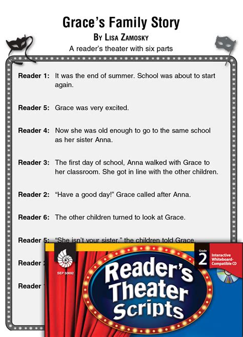 families graces family story readers theater script  lesson teachers classroom resources