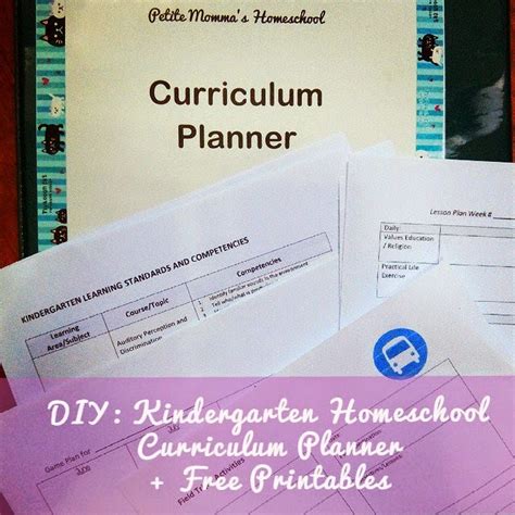 diy kindergarten homeschool curriculum planner  printables