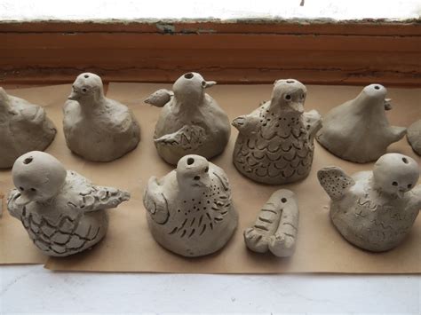 time  art clay bird bells