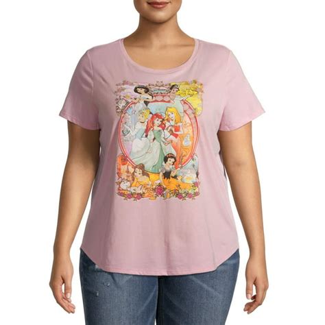 Disney Princess Power Womens Plus Size Graphic Short Sleeve T Shirt