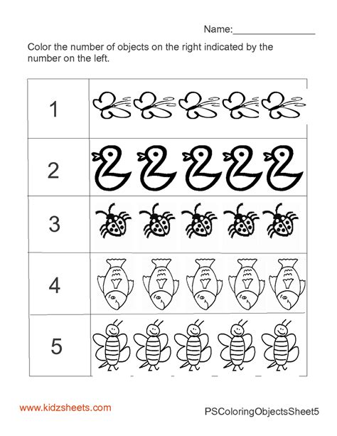 kidz worksheets preschool count color worksheet