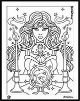 Coloring Pages Gypsy Celestial Witch Adults Colouring Adult Beautiful Color Printable Book Women Blank Getdrawings People Drawings Moon Seasonings Choose sketch template