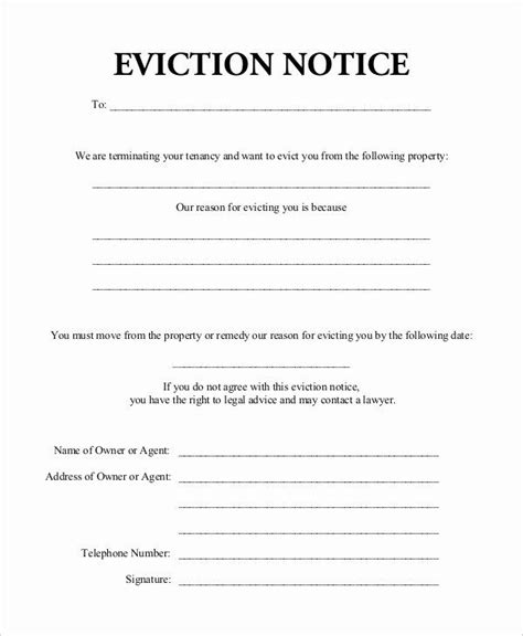 eviction notice template  unique   eviction notice examples
