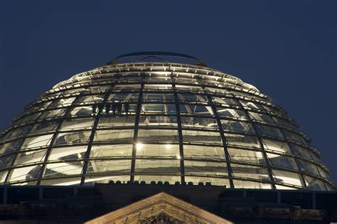 stock photo  dome   reichstag building  night