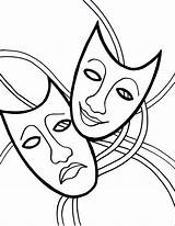 Gras Mardi Coloring Tragedy Comedy Masks Pages Mask Theater Print Theatre Cry Cartoon Kids sketch template