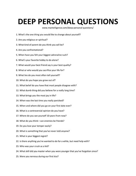 questions      deep questions   personal questions