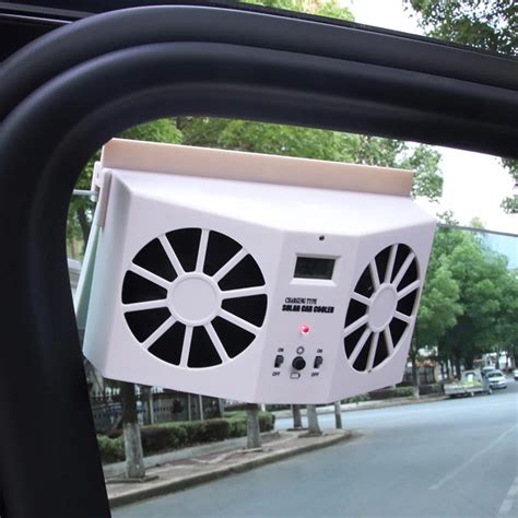 solar powered car window air vent cooling fan ventilation cooler radiator auto air vent cooling