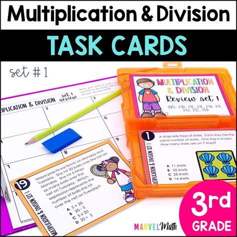 grade multiplication division set  staar review task cards