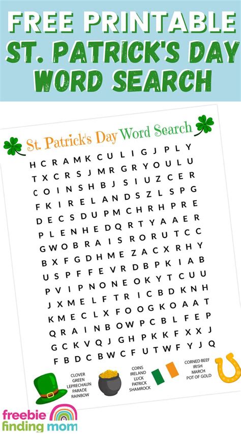 st patricks day word search printable kids word search