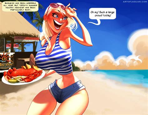 adult comic of hot big tit bikini milf working a new summer job porn