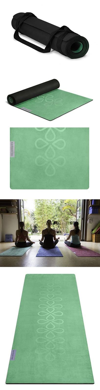 blue oceans yoga yoga mat  built  towelgreencombo matfree carry strapeco friendly