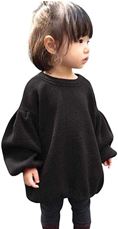 amazoncom toddler baby girl knitted sweater kid lentern sleeve ruffle