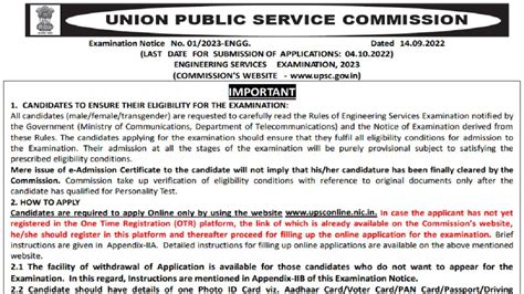 Upsc Ese Ies 2023 Notification Out For 327 Vacancies