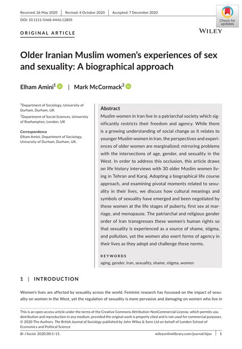 pdf older iranian muslim women s experiences of sex and