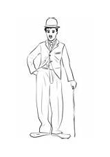 Coloring Chaplin Charlie People Pages Famous sketch template