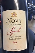 Image result for Novy Family Syrah Simpson. Size: 122 x 185. Source: www.cellartracker.com