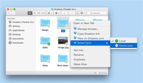 smart sync  selective sync dropbox difference