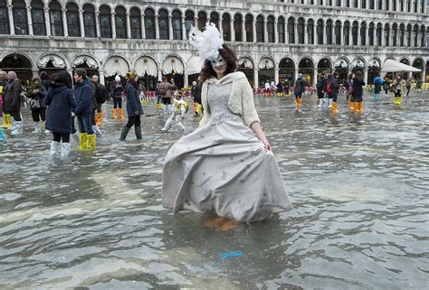 san marco square was flooded in venice italy for the last day of