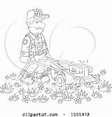 Landscaper Mower Push Lineart Male Illustration Using Royalty Clipart Bannykh Alex Vector sketch template