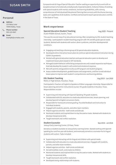 special education teacher resume examples writing guide