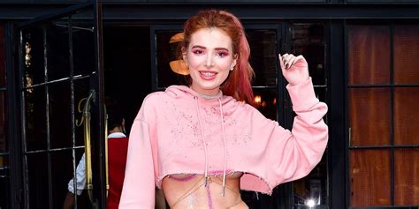 bella thorne rocked some serious underboob in this all pink look