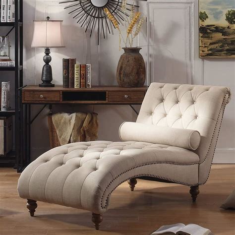 luxorious indoor chaise lounge chair contemporary tufted living room lounge  nailhead trim