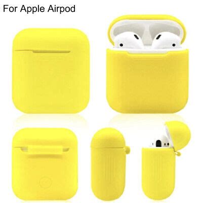airpods silicone case cover protective rubber  apple air pod case yellow ebay