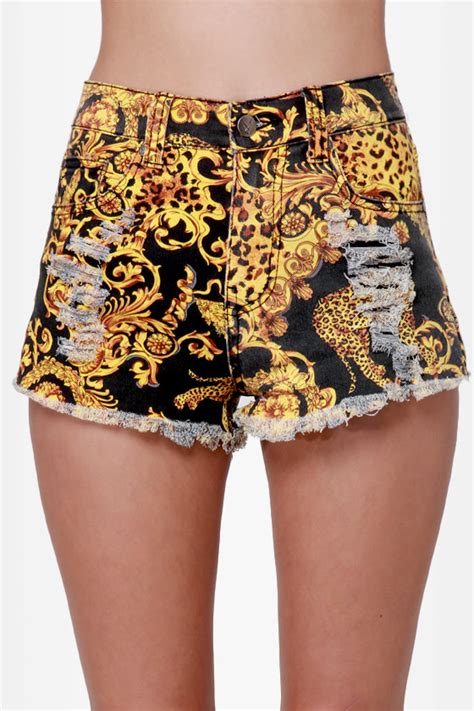 Mink Pink Outrageous Fortune Shorts Slashed Shorts Baroque Print