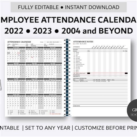 printable  employee attendance calendar   hands  amazing