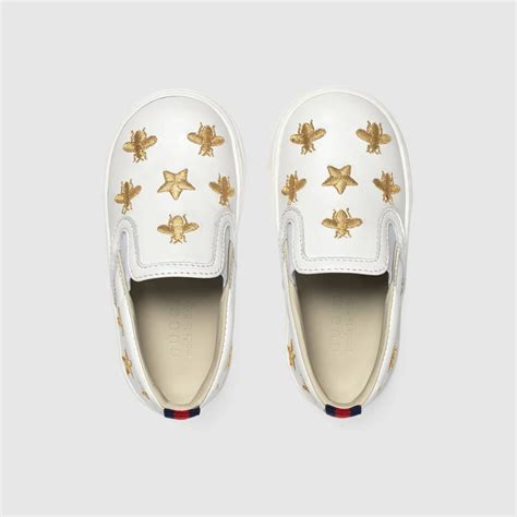gucci toddler bees  stars leather sneaker detail  toddler sneakers