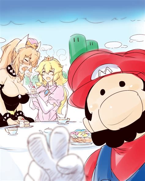 Bowsette Princess Peach And Mario Mario And 1 More Drawn By
