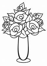 Vase Drawing Flower Flowers Coloring Line Clipart Rose Pages Beautiful Drawings Colour Kids Pot Lovely Digi Stamp Wallpaper Cartoon Printable sketch template