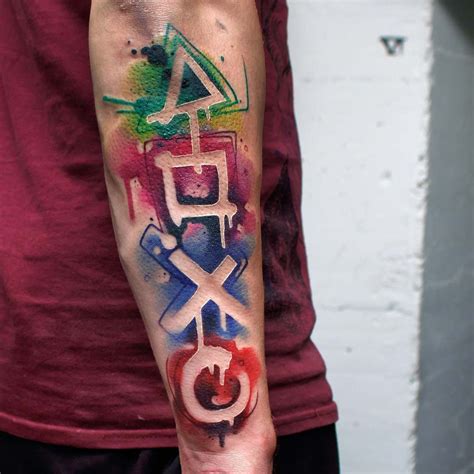 playstation buttons tattoo art by uncl paul knows