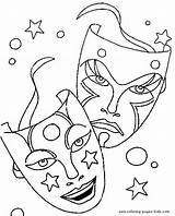 Pages Masks Theatre Tragedy Mask Gras Mardi Mascaras sketch template