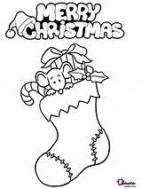 Christmas Coloring Sock Merry Bubakids Printable sketch template