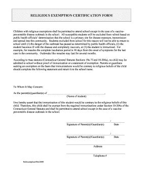 illinois religious exemption form  printable forms