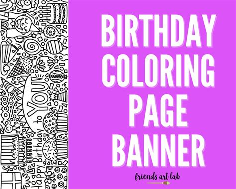 birthday coloring page banner etsy