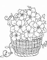 Coloring Pages Flower Basket Printable sketch template