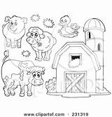 Farm Animals Coloring Barn Clipart Outlines Collage Pages Animal Granary Digital Illustration Visekart Royalty Print Rf Printable Clipartof Small Poster sketch template