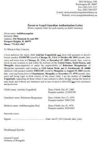 sample child authorization letters   ms word