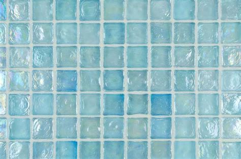 Iridescent Glass Mosaic Tile In A Seafom And Aqua Blue Color Installed